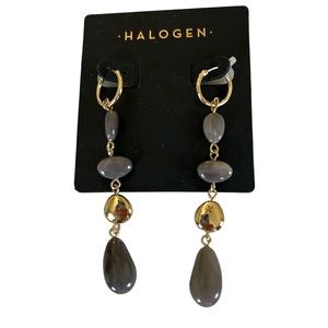 NWT. Halogen Gray Stone and Gold Earrings.